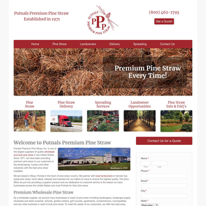 Putnals Premium Pine Straw website screenshot
