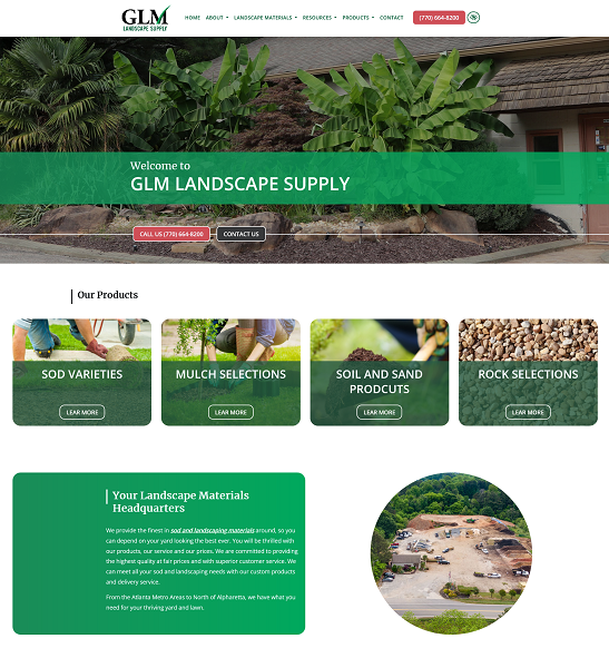 GLM Landscape Supply website