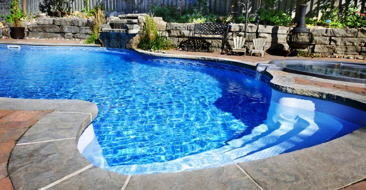 Low maintenance backyard pool area