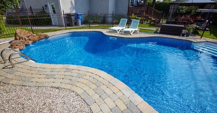 Low maintenance backyard pool area
