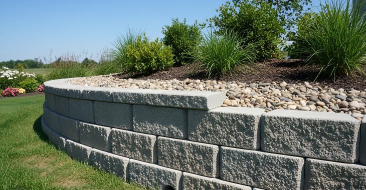 retaining wall with plants